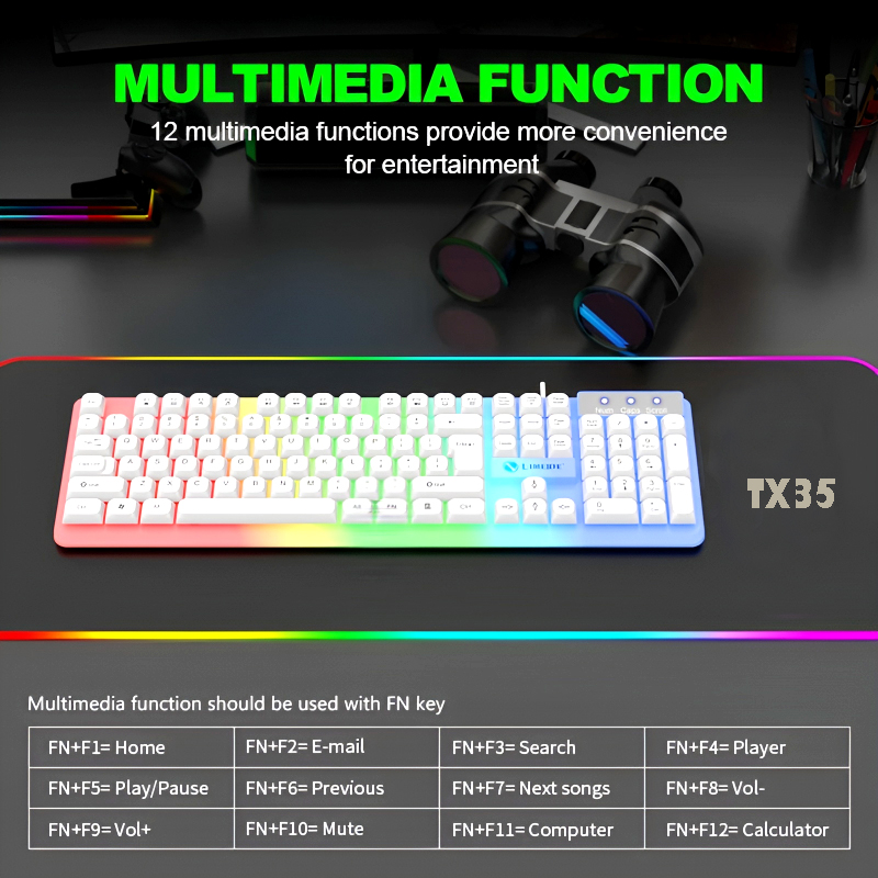 TX35 Limeide RGB Suspension Backlit Lightweight Luminous Wired Gaming Keyboard - Image 2