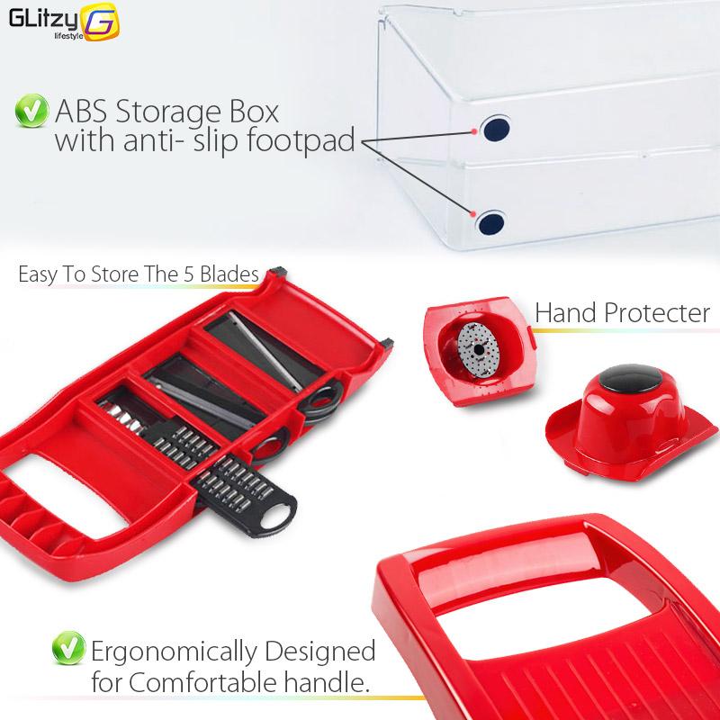 Slicer Vegetable Cutter Grater Chopper Six Interchangeable Blades With Hand Protector - Image 3
