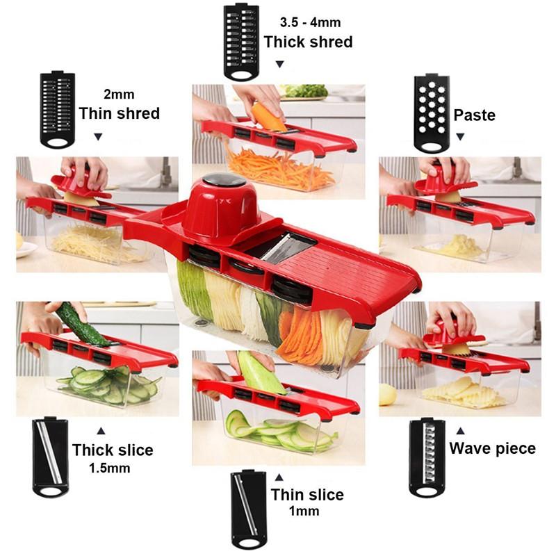 Slicer Vegetable Cutter Grater Chopper Six Interchangeable Blades With Hand Protector - Image 4